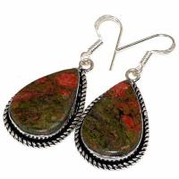 Un 072b boucles oreilles unakite 13gr 20x25mm achat vente bijou pierre argent 925