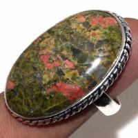 Un 075a bague chevaliere unakite 13gr t60 20x35mm achat vente bijou pierre argent 925