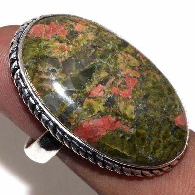 Un 075a bague chevaliere unakite 13gr t60 20x35mm achat vente bijou pierre argent 925