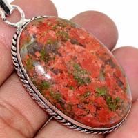 Un 076c pendentif pendant unakite 17gr 25x40mm achat vente bijou pierre argent 925