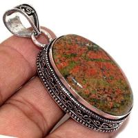 Un 077a pendentif pendant unakite 20gr 25x35mm achat vente bijou pierre argent 925