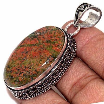 Un 077c pendentif pendant unakite 20gr 25x35mm achat vente bijou pierre argent 925