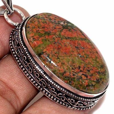 Un 077c pendentif pendant unakite 20gr 25x35mm achat vente bijou pierre argent 925