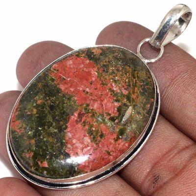 Un 078c pendentif pendant unakite 15gr 15x30mm achat vente bijou pierre argent 925