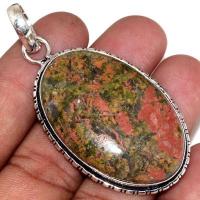 Un 079a pendentif pendant unakite 17gr 28x42mm achat vente bijou pierre argent 925