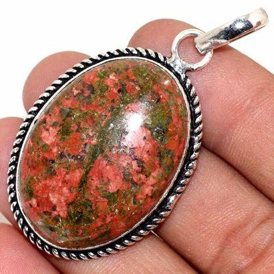 Un 080c pendentif pendant unakite 16gr 25x35mm achat vente bijou pierre argent 925