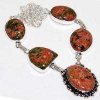 Un 082a collier parure unakite 29gr 20x25mm achat vente bijou pierre argent 925