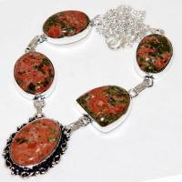 Un 082d collier parure unakite 29gr 20x25mm achat vente bijou pierre argent 925