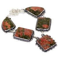 Un 083a collier parure unakite 52gr 20x25mm achat vente bijou pierre argent 925