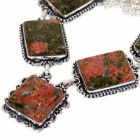 Un 083b collier parure unakite 52gr 20x25mm achat vente bijou pierre argent 925