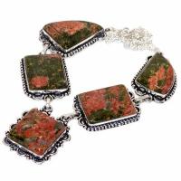 Un 083d collier parure unakite 52gr 20x25mm achat vente bijou pierre argent 925