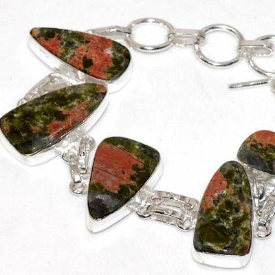 Un 088b bracelet unakite 23gr 15x20mm achat vente bijou lithotherapie argent 925