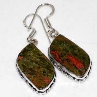 Un 092a boucles oreilles unakite 10gr 15x25mm achat vente bijou pierre argent 925