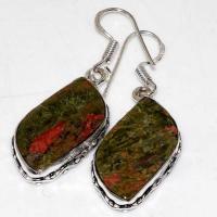 Un 092b boucles oreilles unakite 10gr 15x25mm achat vente bijou pierre argent 925