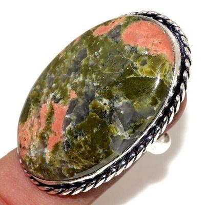 Un 095a bague chevaliere unakite 18gr t57 26x40mm achat vente bijou pierre argent 925