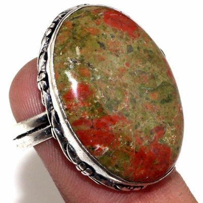 Un 100b bague chevaliere unakite 9gr t55 20x28mm achat vente bijou pierre argent 925