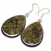 Un 102b boucles oreilles unakite 15gr 20x30mm achat vente bijou pierre argent 925