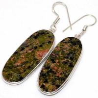 Un 103b boucles oreilles unakite 14gr 15x40mm achat vente bijou pierre argent 925