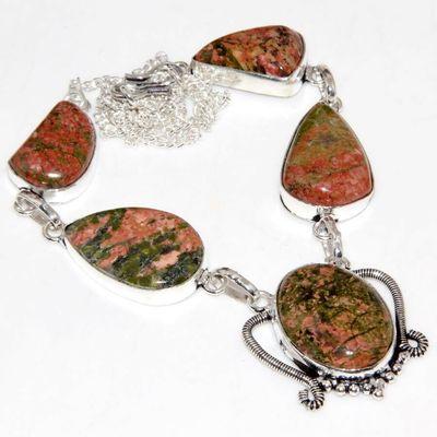 Un 108a collier parure unakite 28gr 15x25mm achat vente bijou pierre argent 925