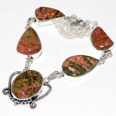Un 108d collier parure unakite 28gr 15x25mm achat vente bijou pierre argent 925