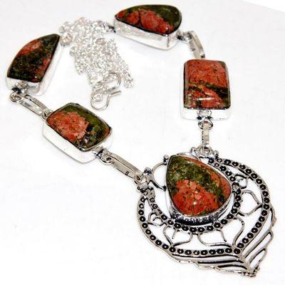 Un 113a collier parure unakite 34gr 15x20mm achat vente bijou pierre argent 925