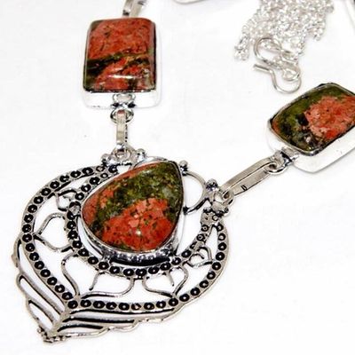 Un 113b collier parure unakite 34gr 15x20mm achat vente bijou pierre argent 925