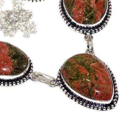 Un 114b collier parure unakite 50gr 28x20mm achat vente bijou pierre argent 925