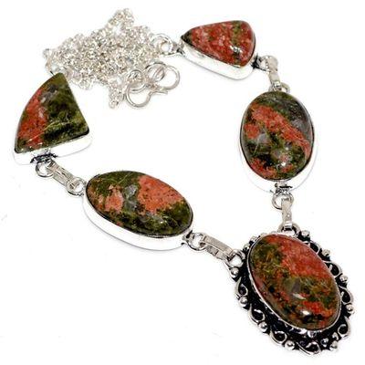 Un 115a collier parure unakite 29gr 15x20mm achat vente bijou pierre argent 925