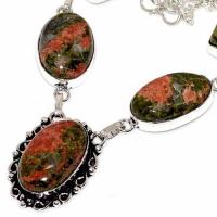 Un 115b collier parure unakite 29gr 15x20mm achat vente bijou pierre argent 925