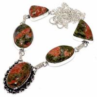 Un 115d collier parure unakite 29gr 15x20mm achat vente bijou pierre argent 925