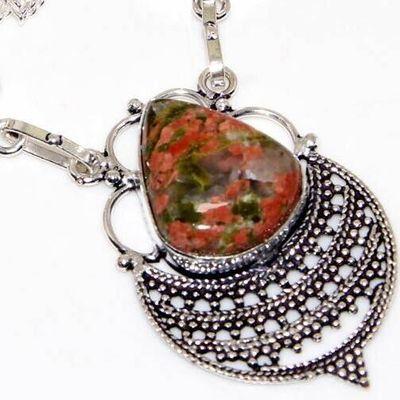 Un 116b collier parure unakite 37gr 30x20mm achat vente bijou pierre argent 925