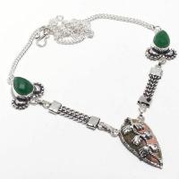 Un 119a collier parure unakite emeraude 23gr 18x32mm achat vente bijou pierre argent 925