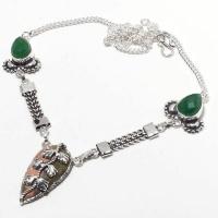 Un 119d collier parure unakite emeraude 23gr 18x32mm achat vente bijou pierre argent 925