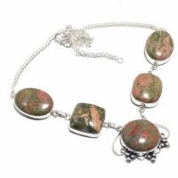 Un 120a collier parure unakite 54gr 20x26mm achat vente bijou pierre argent 925