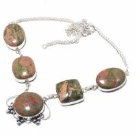 Un 120d collier parure unakite 54gr 20x26mm achat vente bijou pierre argent 925