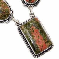 Un 121c collier parure unakite rose verte 47gr 15x30mm achat vente bijou pierre argent 925