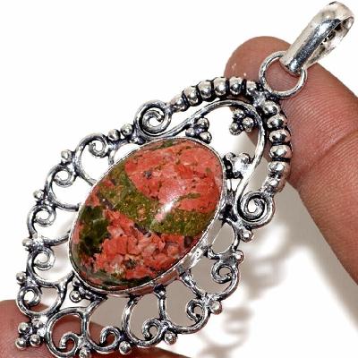 Un 122b pendentif pendant 70mm unakite rouge 14gr 18x28mm achat vente bijou pierre argent 925